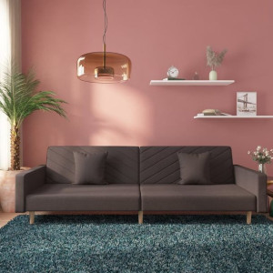 Sofa 2-osobowa 2 poduszki kolor taupe tkanina