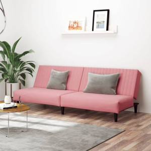 Sofa 2-osobowa różowa aksamitna