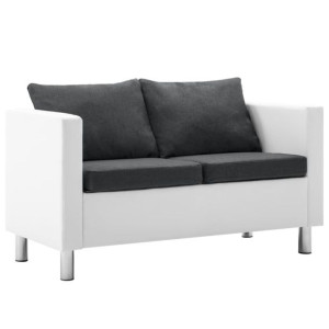 Sofa 2-osobowa ekoskóra biało-ciemnoszara
