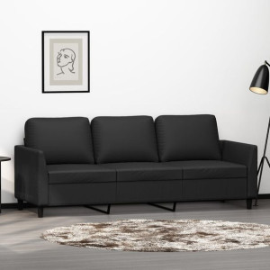 Sofa 3-osobowa do salonu czarna 180cm ekoskóra