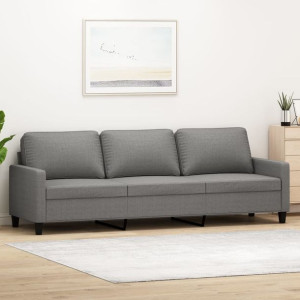 Sofa 3-osobowa do salonu ciemnoszara 210cm tkanina