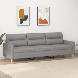 Sofa 3-osobowa do salonu jasnoszara 210cm tkanina