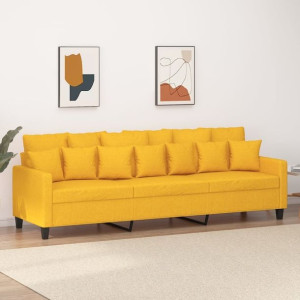 Sofa 3-osobowa do salonu jasnożółta 210cm tkanina