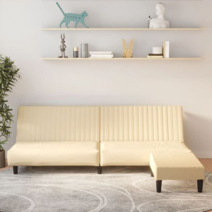 Sofa 2-osobowa z podnóżkiem 200cm kremowa aksamit