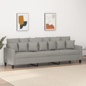 Sofa do salonu 3-osobowa jasnoszara 210cm tkanina