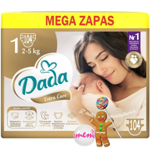 Pieluszki DADA 1 NEWBORN 2-5kg 104 sztuki Extra Care Pampersy ZAPAS