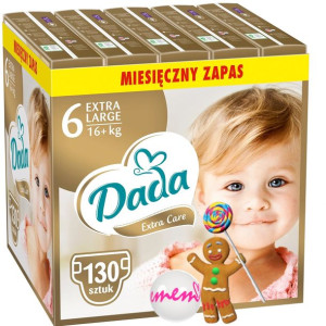 Pieluszki DADA 6 EXTRA LARGE 16+kg 130 sztuk Extra Care Pampersy ZAPAS