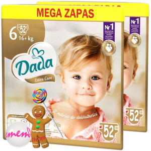 Pieluszki DADA 6 EXTRA LARGE 16+kg 104 sztuki Extra Care Pampersy ZAPAS