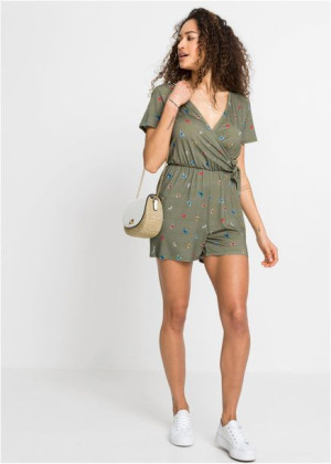 Bonprix Khaki Kombinezon Overall Szorty Wiązanie Motyle 40-42 933687