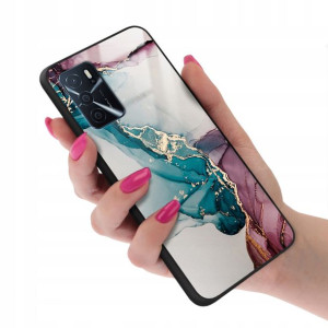 Etui Glass do OPPO A16s Case Pink Rose Gold Wzory