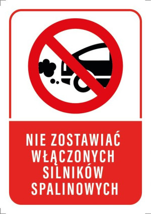 Tabliczka Nie Zostawiać Samochodu Z Wł. Silnikiem 10x15