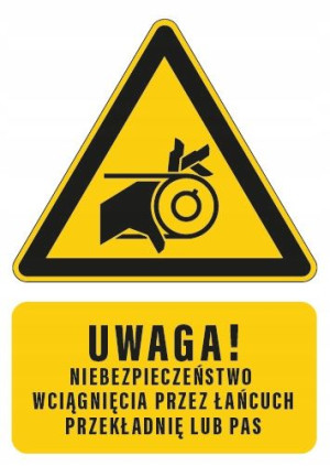 Tabliczka NIEBEZPIECZEŃSTWO WCIĄGNIĘCIA 10x15