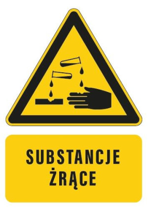 Tabliczka ostrzegawcza SUBSTANCJE ŻRĄCE 10x15