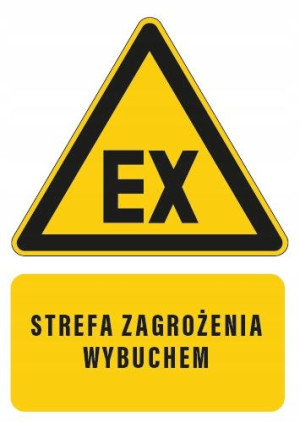 Tabliczka STREFA ZAGROŻENIA WYBUCHEM 10x15