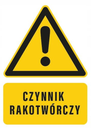 Tabliczka UWAGA CZYNNIK RAKOTWÓRCZY 10x15