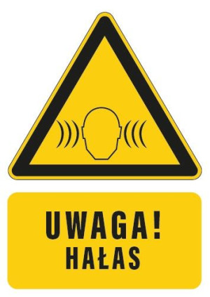 Tabliczka UWAGA HAŁAS 10x15