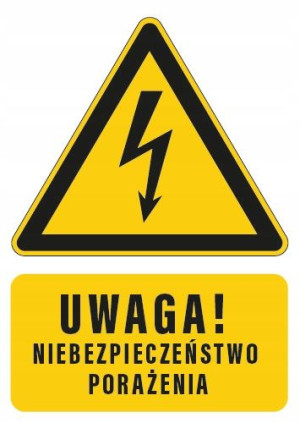 Tabliczka Uwaga Niebezpieczeństwo Porażenia 10x15