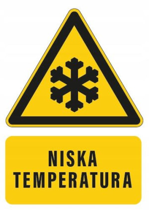 Tabliczka UWAGA NISKA TEMPERATURA 10x15
