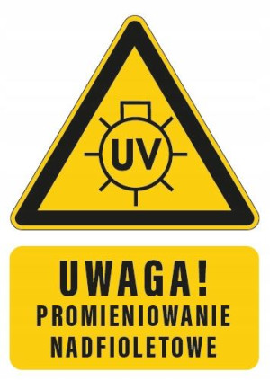 Tabliczka Uwaga Promieniowanie Nadfioletowe 10x15