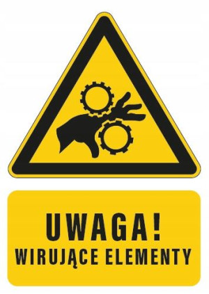 Tabliczka UWAGA WIRUJĄCE ELEMENTY 10X15