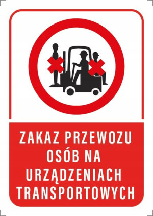 Tabliczka ZAKAZ PRZEWOZU OSÓB NA WÓZKU 10x15
