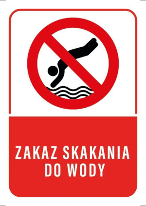 Tabliczka ZAKAZ SKAKANIA DO WODY 10x15