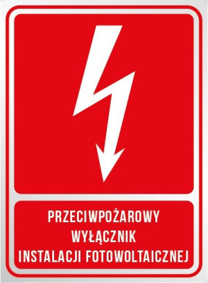 MDS+ Tabliczka WYŁĄCZNIK instalacji fotowoltaicznej 15x22