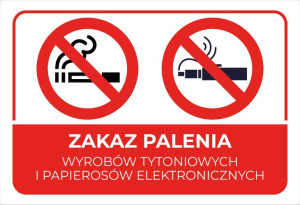 MDS+ Zakaz palenia wyrobów tytoniowych tabliczka PCV 15x22cm