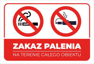 MDS+ Zakaz palenia na terenie całego obiektu tabliczka PCV 15x22cm