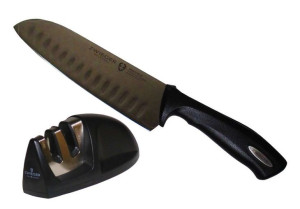 ZESTAW ZWIEGER: NÓŻ santoku + ostrzałka DIAMENTOWA