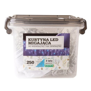 Kurtyna 250led Migająca Zewnętrzna Biała+niebies