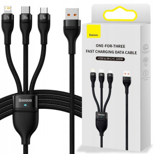 Baseus Kabel 3w1 Usb-c Micro Usb Lightning 100w