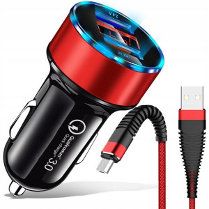 Ładowarka Samochodowa Szybka Do Auta + Kabel Micro