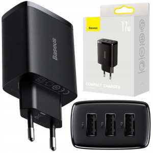 Baseus Ładowarka Sieciowa Mocna 3x Usb 17w 3.4a