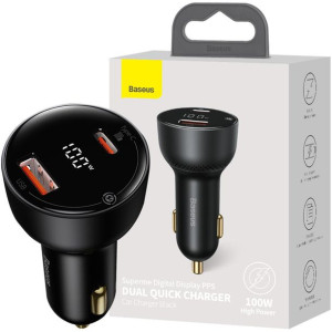 Baseus Ładowarka Samochodowa Led Usb-c Qc Pd 100w