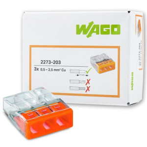 100x Wago Szybkozłączka Na Drut 2273-203 3x0,5-2,5