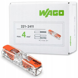 60x Wago Szybkozłączka Przelotowa 221-2411 2x0,2-4