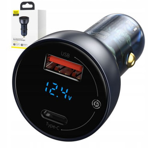 Baseus| Ładowarka Samochodowa Led 2x Usb Qc Pd 65w