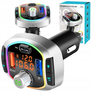 Transmiter Fm Bluetooth Ładowarka Usb Usb-c Qc Pd