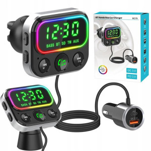 Transmiter Fm Bluetooth Ładowarka Usb Usb-c Qc Pd