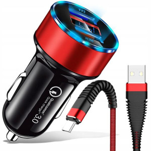 Ładowarka Samochodowa Led Qc 3.0 + Kabel Usb-c