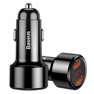 BASEUS LED Ładowarka Samochodowa 2x USB QC 4+ 45W