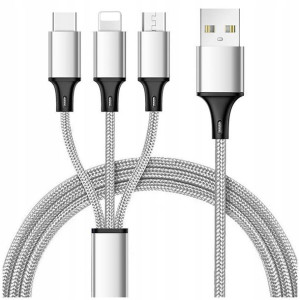 Kabel Usb 3w1 Ładowarka Do Iphone Micro-usb Usb C