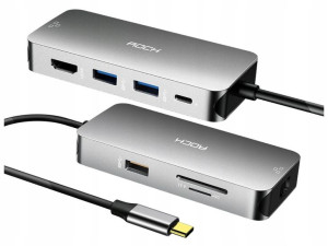 HUB 8w1 Adapter ROCK USB-C HDMI 4K SD do Macbook