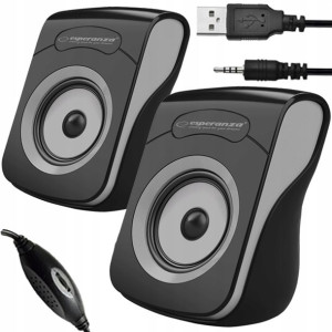 Małe Głośniki Komputerowe Usb Jack 2x3w Do Pc Aux