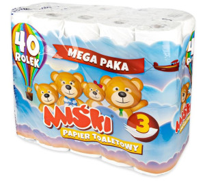Papier Toaletowy Miśki 40 Rolek 3 Warstwowy