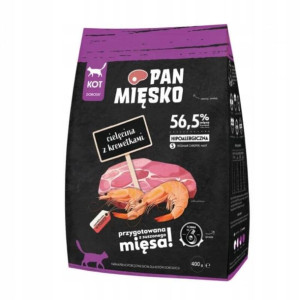 Karma sucha kot PAN MIĘSKO Cielęcina krewetki 400g