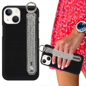 Etui Mat Czarne do IPHONE 13 MINI Pasek Cyrkonie