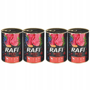 4x RAFI Wołowina karma mokra borówka żurawina 400g
