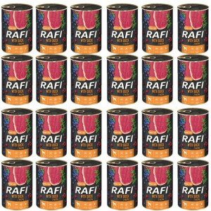 24x RAFI Karma psa Kaczką borówką i żurawiną 400g